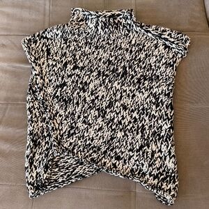 Chunky Funnel Neck Cropped Asymmetrical Sweater